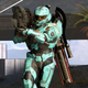 A spartan readies a skewer for a shot that obviously misses its target on the Behemoth map in Halo Infinite.